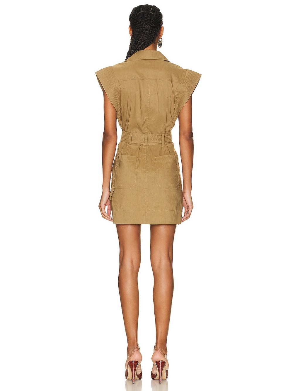 A.L.C. Ava Mini Utility Linen Blend Drill Green Cargo Safari Dress EUC Size 2 - Picture 3 of 10